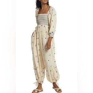 Free People Dahlia Embroidered Jumpsuit Size Medium